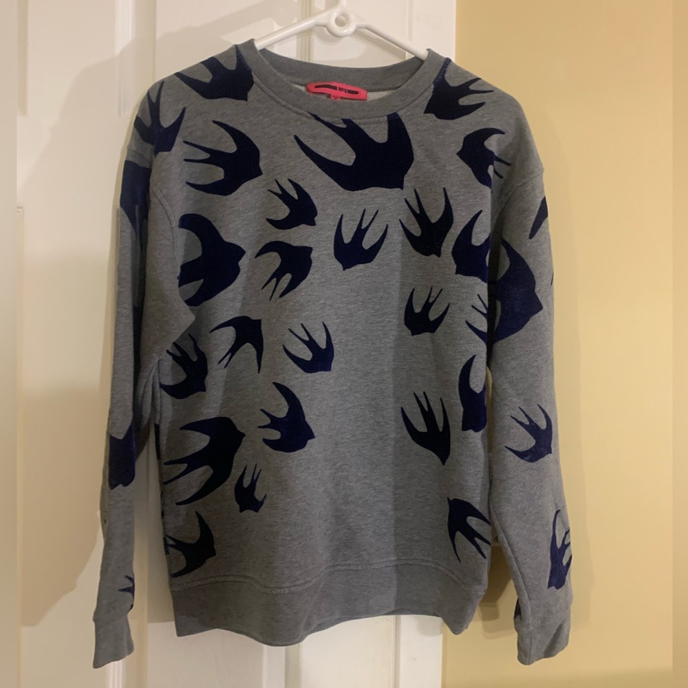 McQ Alexander McQueen Allover Swallow Crewneck Sweatshirt